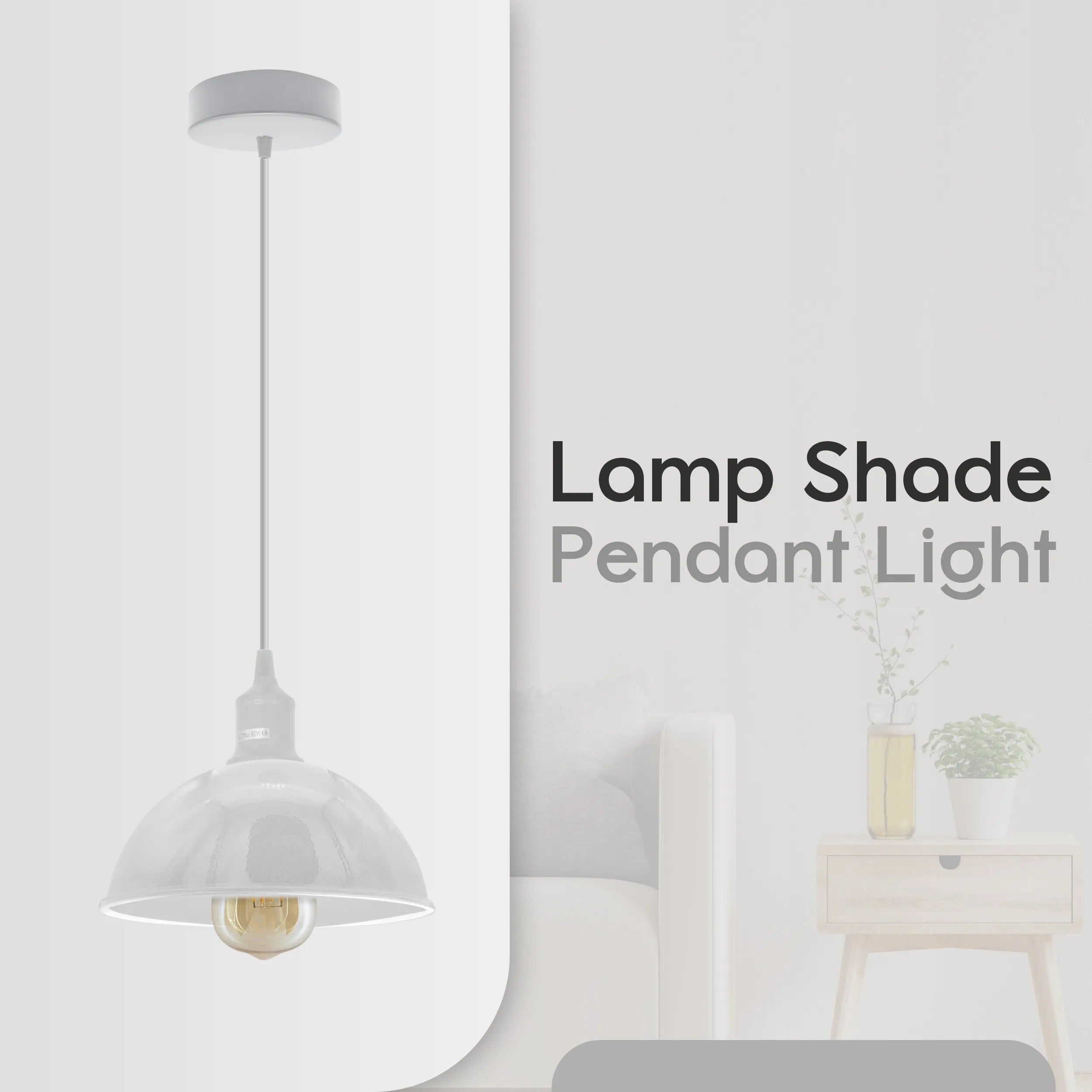 Modern Industrial White Pendant Light  E27 Base Ceiling Lighting Shade ~4335