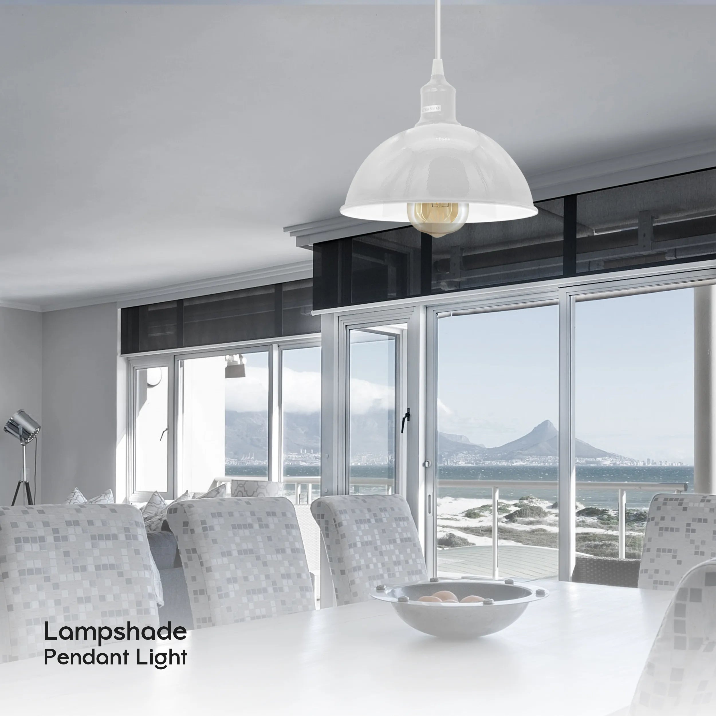 Modern Industrial White Pendant Light  E27 Base Ceiling Lighting Shade ~4335