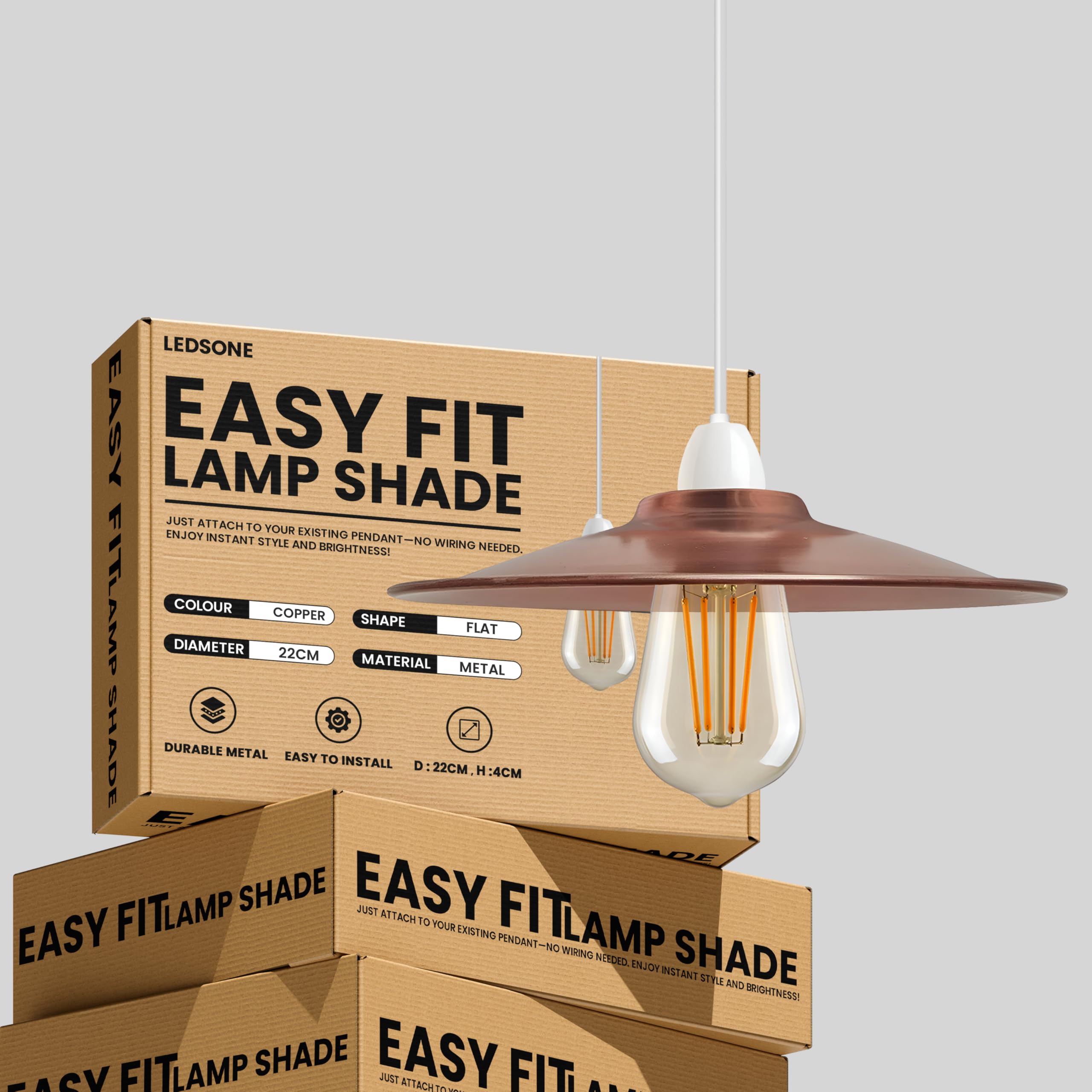 Easy Fit Lampshades Flat Ceiling Light Shades 22cm ~1395