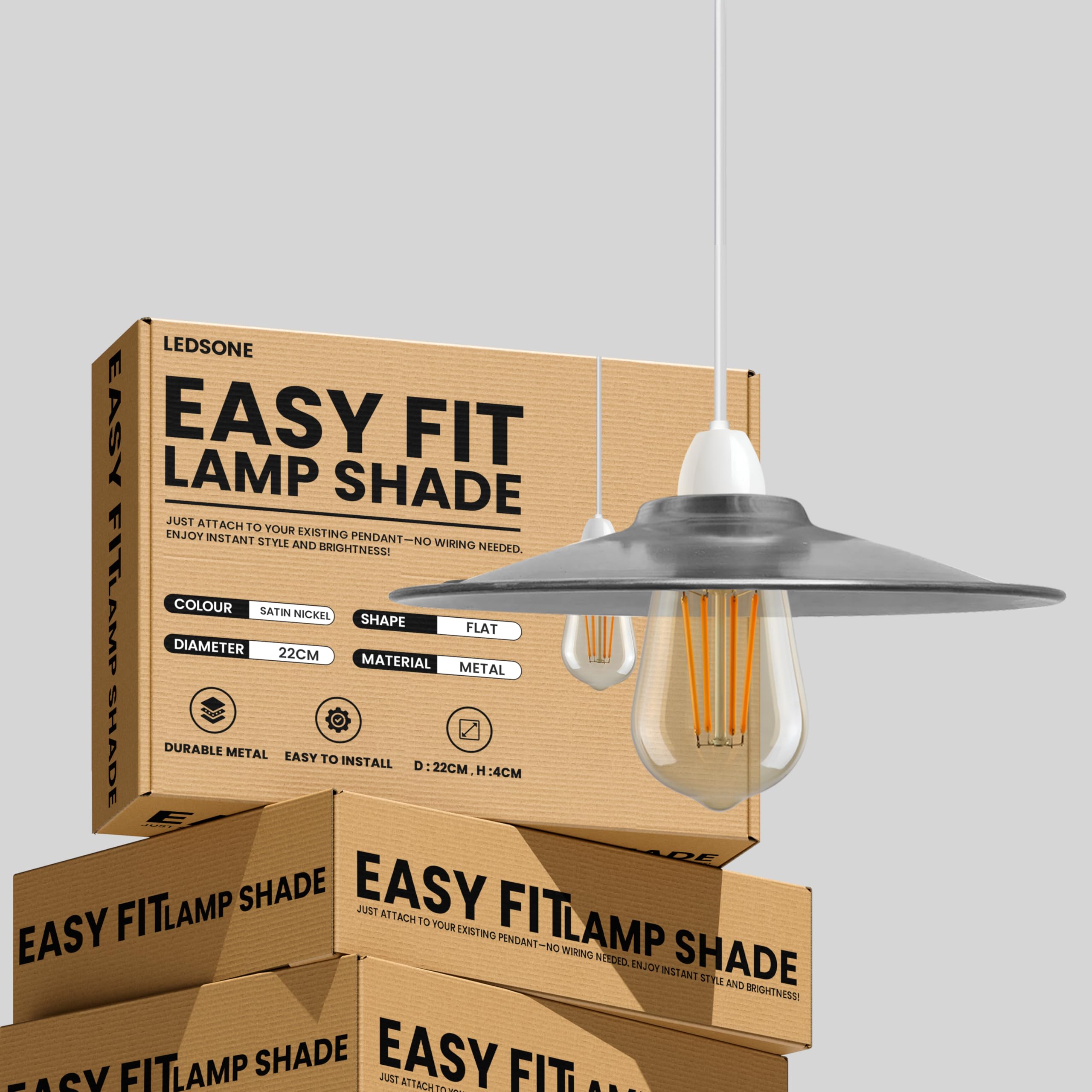 Easy Fit Lampshades Flat Ceiling Light Shades 22cm ~1395