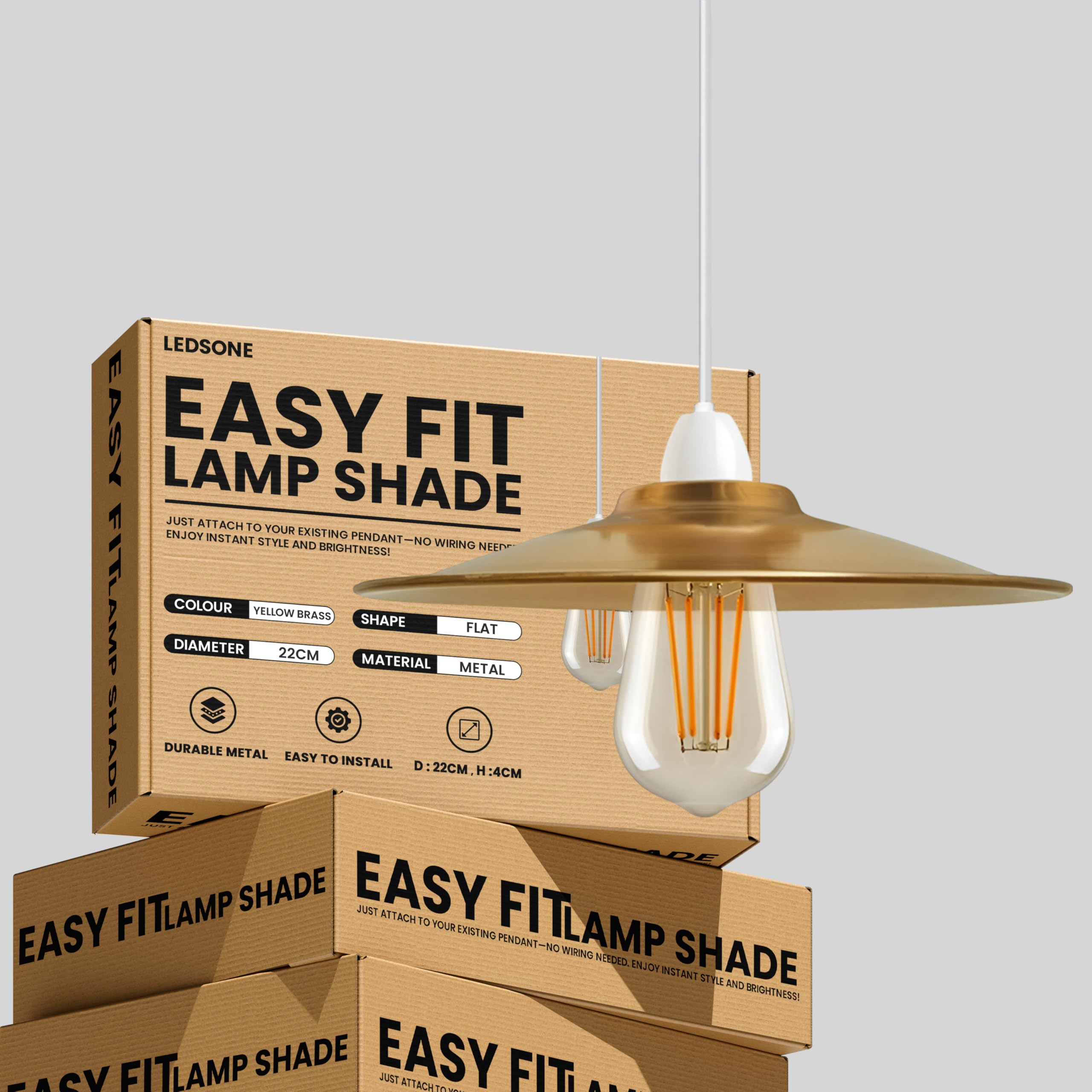 Easy Fit Lampshades Flat Ceiling Light Shades 22cm ~1395