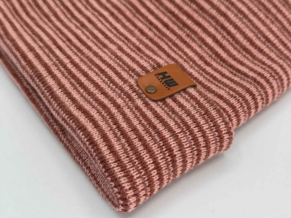 Trending Men’s & Women’s Beanie – H-Stitch Cuffed Beanie | Burgundy/Pink Contrast | Made in USA