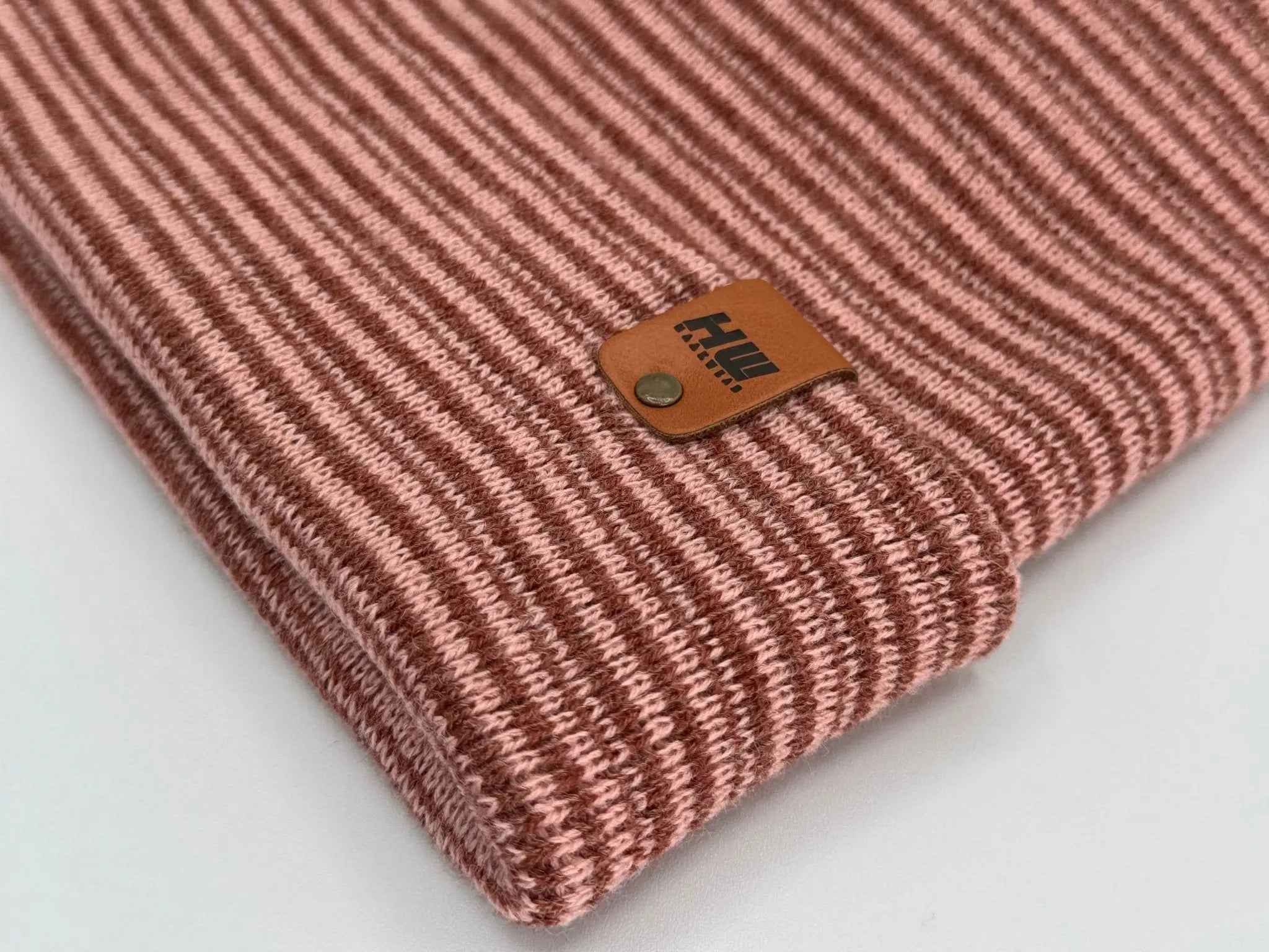 Trending Men’s & Women’s Beanie – H-Stitch Cuffed Beanie | Burgundy/Pink Contrast | Made in USA
