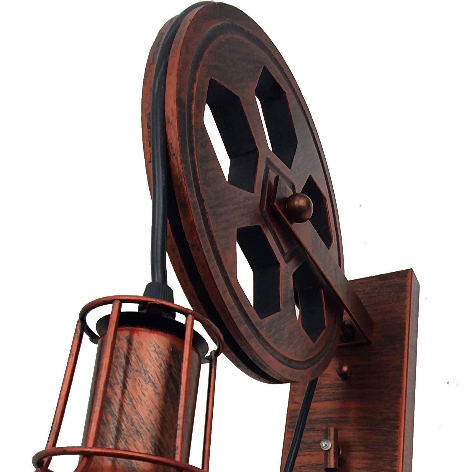 Retro Vintage Pulley Light Shade Wheel Ceiling Lifting Industrial  UK~2690