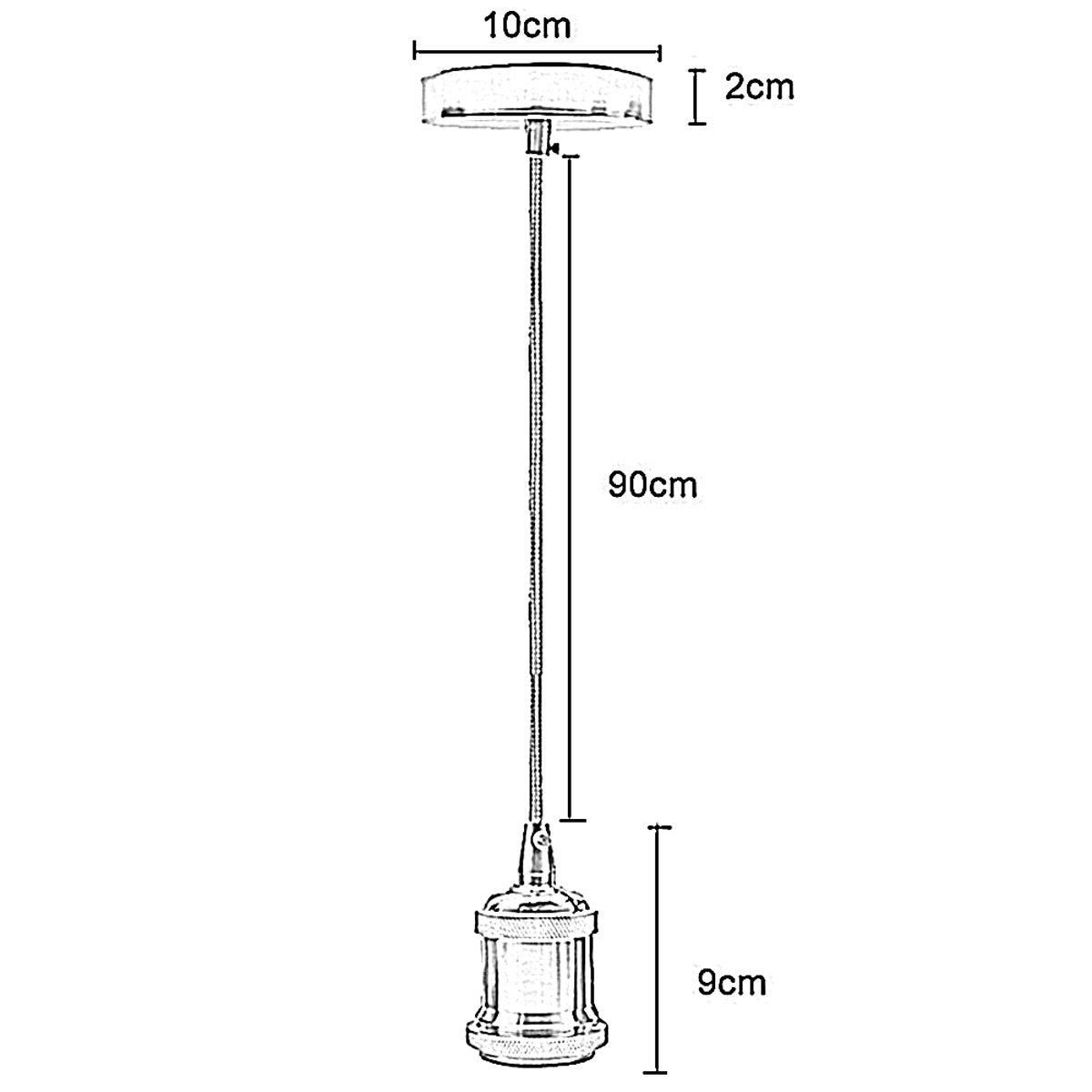 LEDSone industrial vintage 1m Gray cable E27 Base Satin Nickel Pendant Holder without assembling~3597