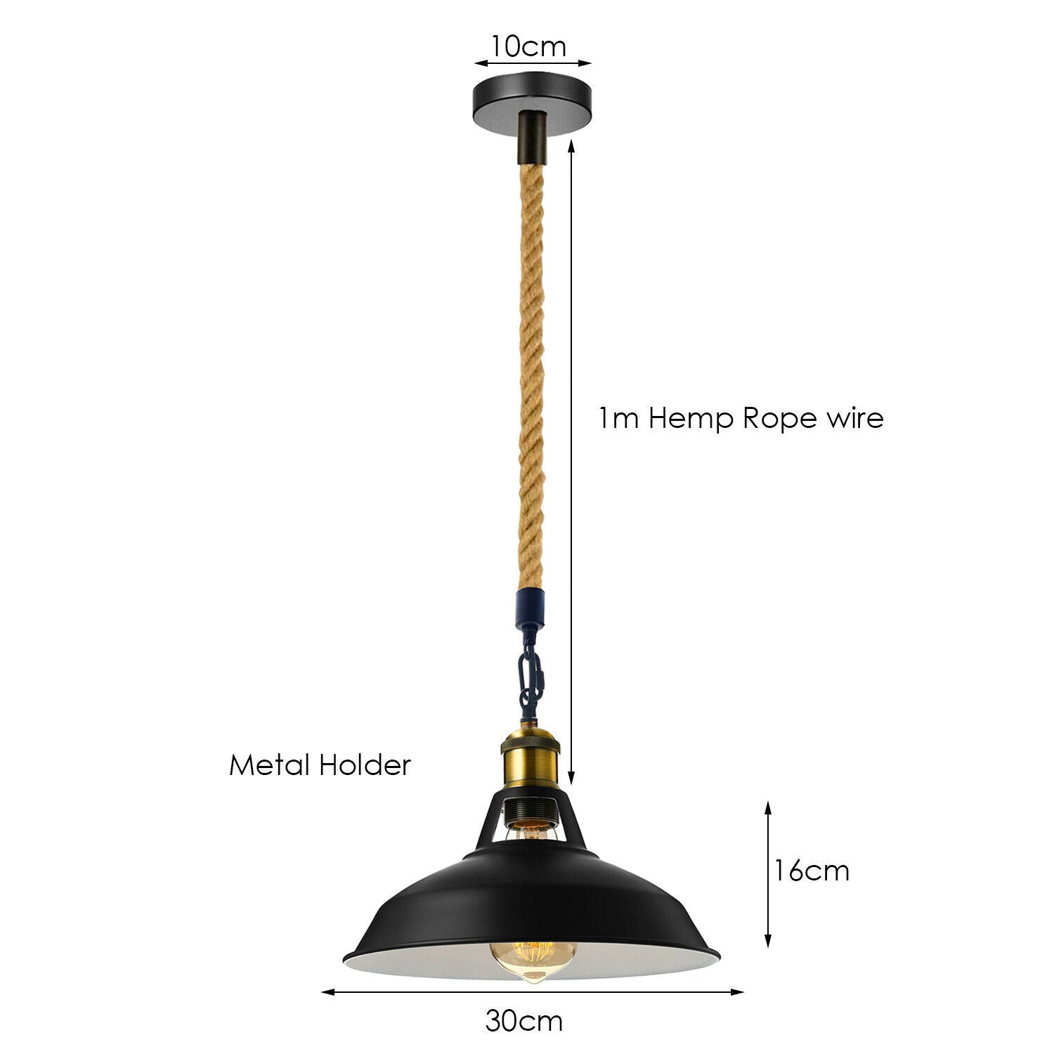 Slotted Shape Metal Ceiling Pendant Light Modern Hemp Hanging Retro Lamps~1653
